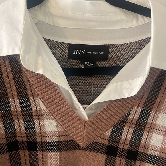 Cute Trendy Fall/Winter Brown Plaid Dress (Never Worn, Fits Like L) - Picture 2 of 5